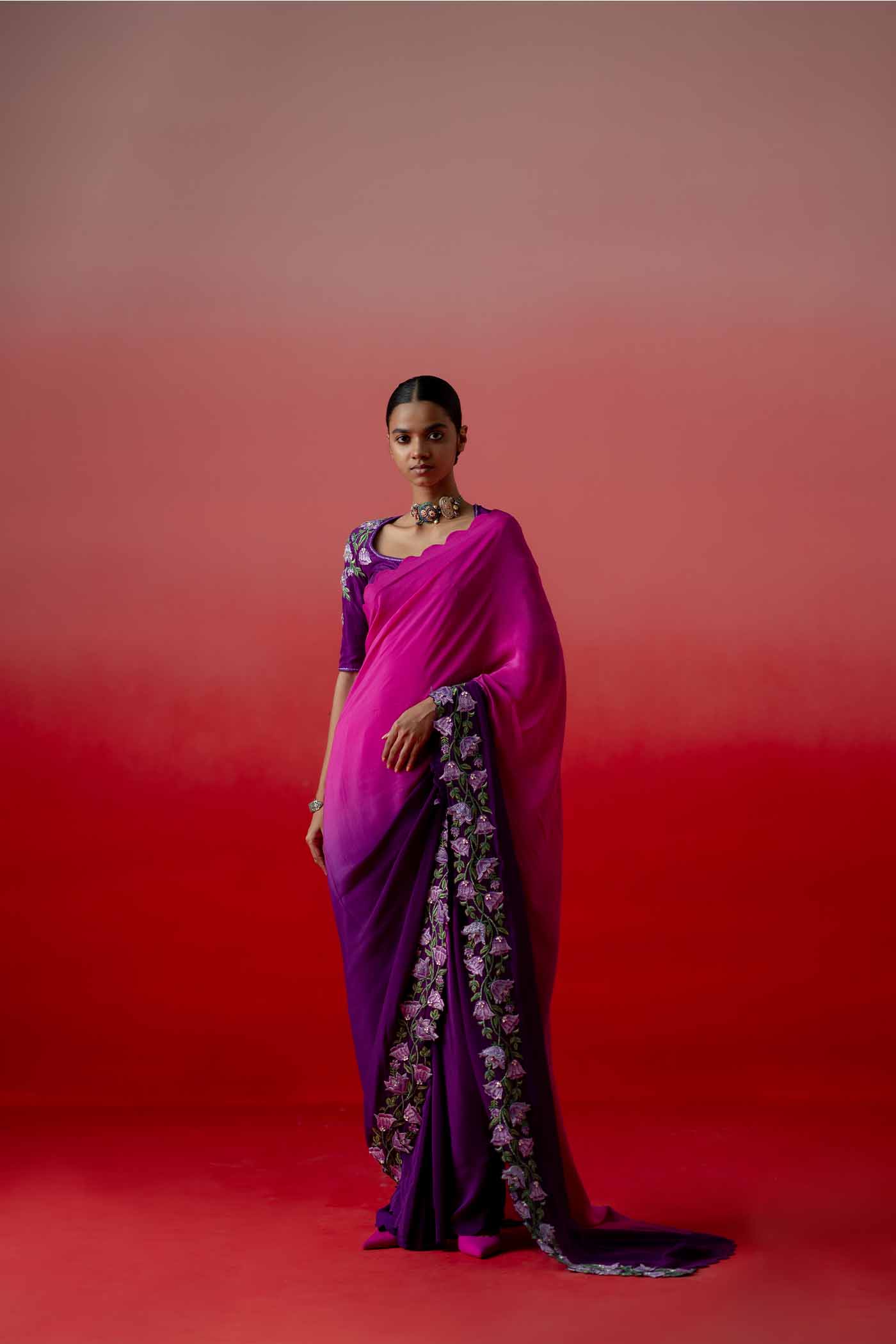 Amethyst Blossom Saree