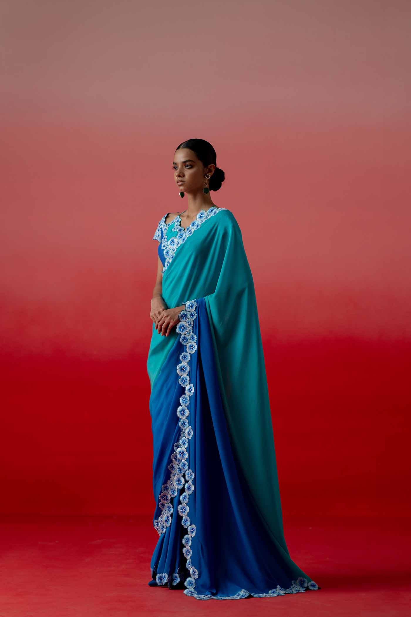 Ocean Bloom saree