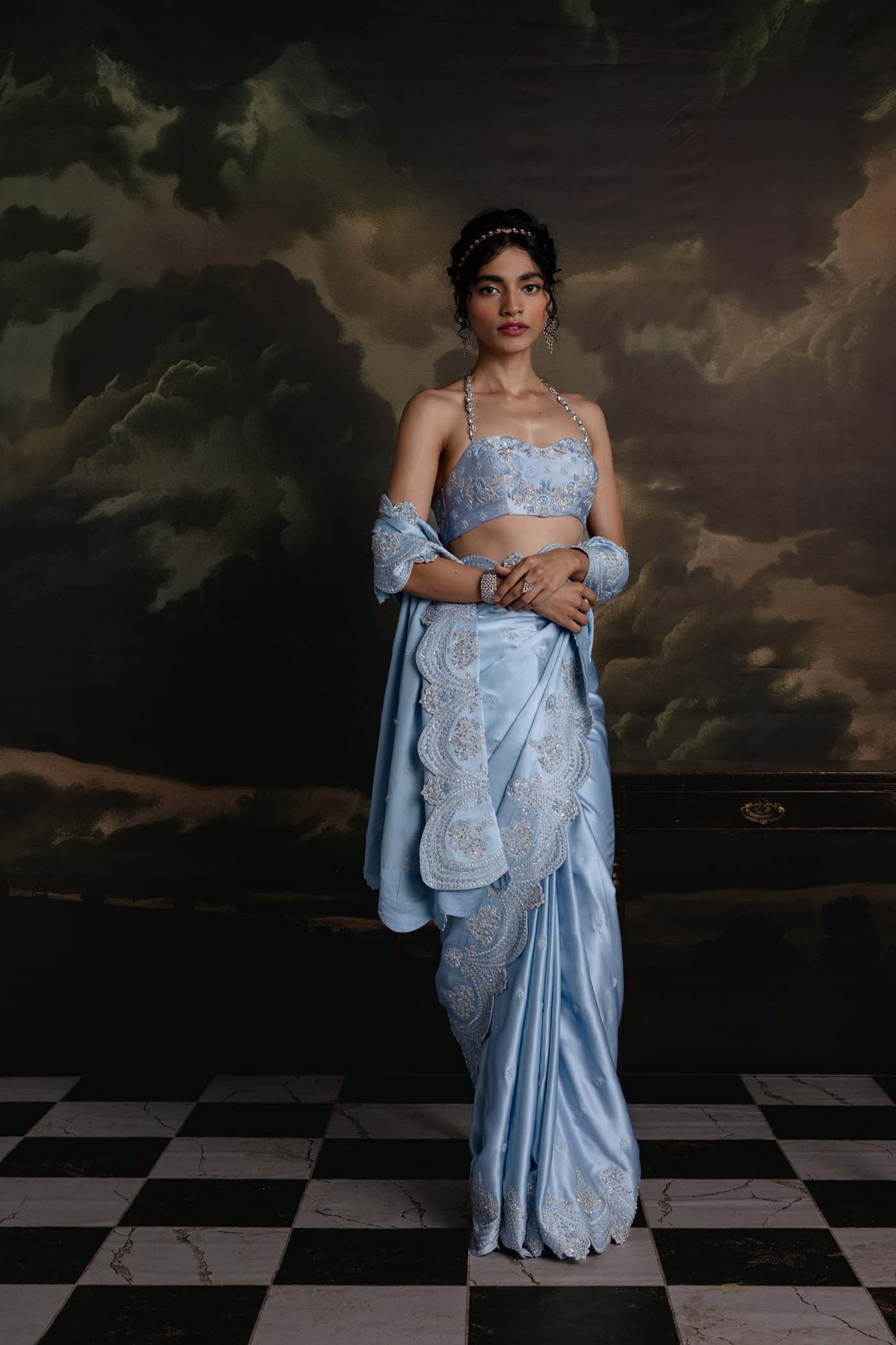 Blue Mist Elegance Saree Set