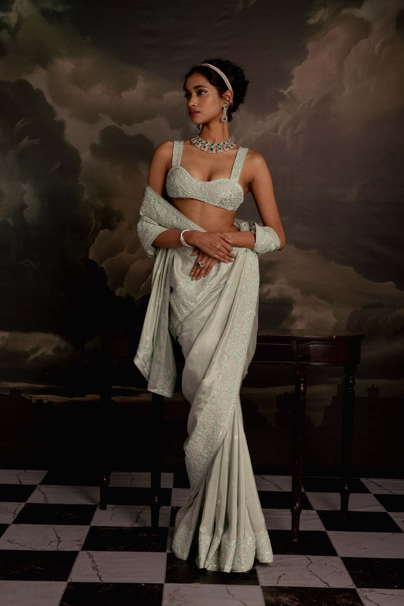 Mint Luxe Saree Set