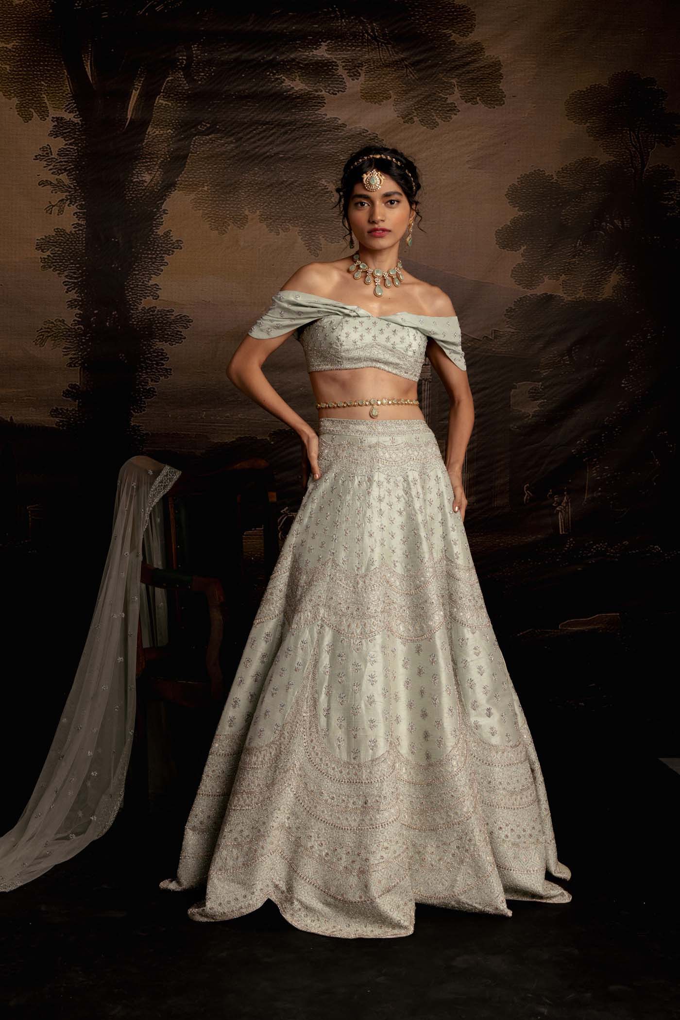 Mint Glimmer Lehenga Set