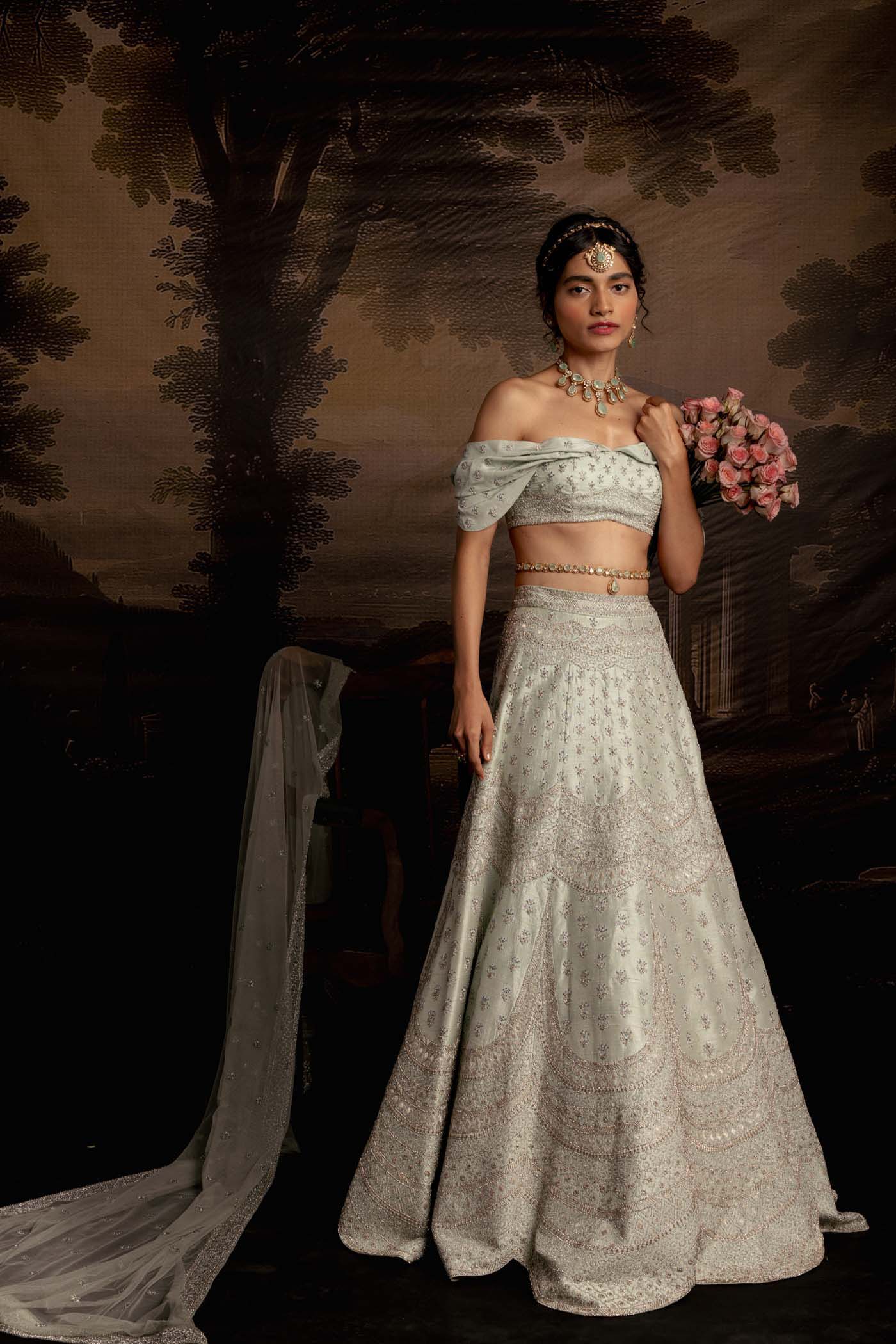 Mint Glimmer Lehenga Set