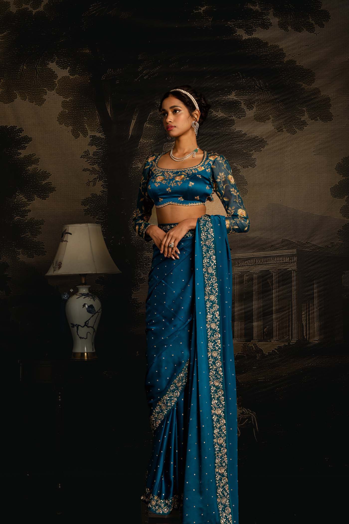 Teal Whispers Saree Set