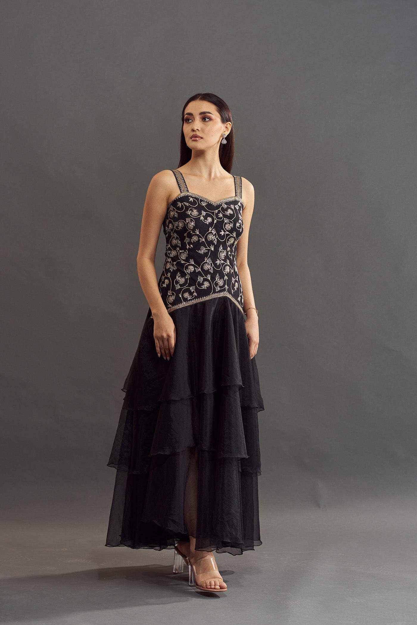 Kiara Ruffle Dress - Black