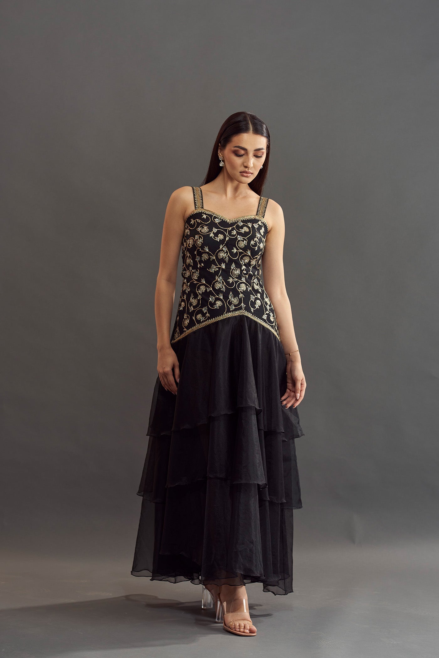 Kiara Ruffle Dress - Black