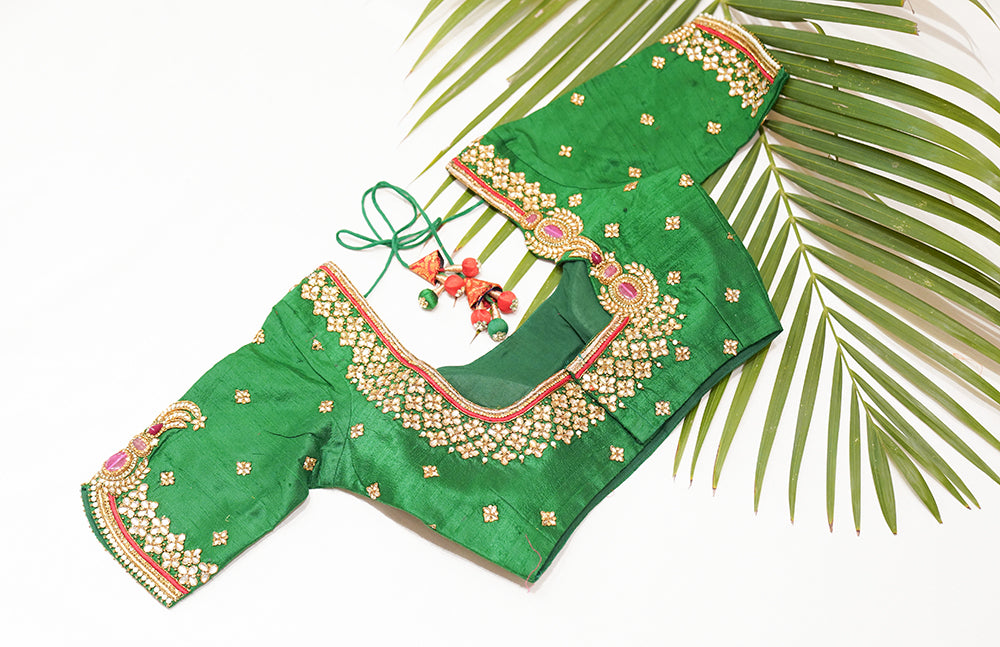 Green kundan Embroidered Blouse