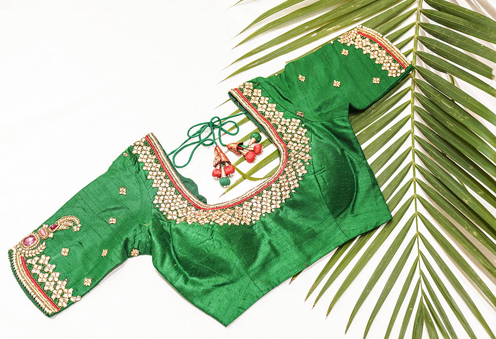 Green kundan Embroidered Blouse